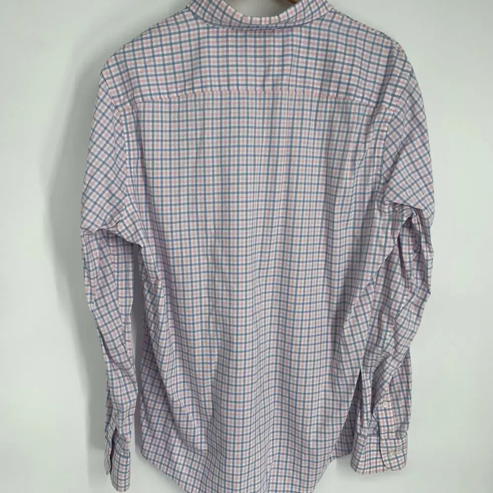 Faherty Top Men’s Large Blue & Pink‎ Plaid Gorpcore Active Outdoor Supima Cotton